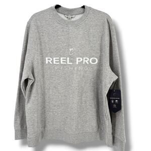 Reel Pro Fishing Heather Grey Crewneck Sweatshirt Mens Sz XL Pullover